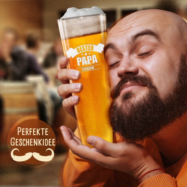 Graviertes Bierglas mit Name - Bester Papa