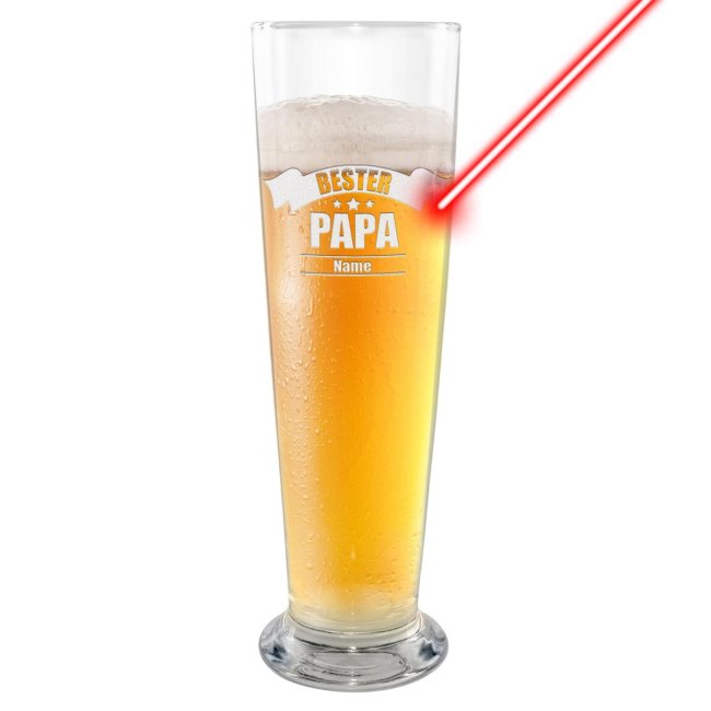 Graviertes Bierglas mit Name - Bester Papa - 500 ml