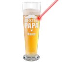 Graviertes Bierglas mit Name - Bester Papa, Herz - 300 ml