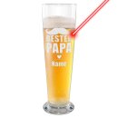 Graviertes Bierglas mit Name - Bester Papa, Herz - 500 ml