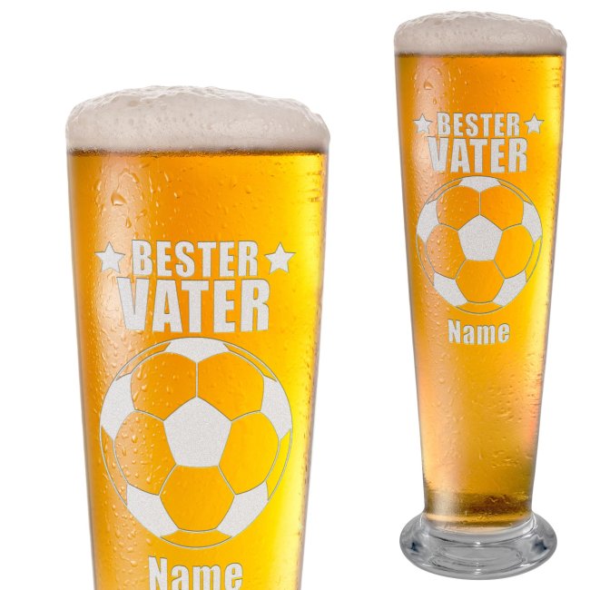 Graviertes Bierglas mit Name - Bester Vater