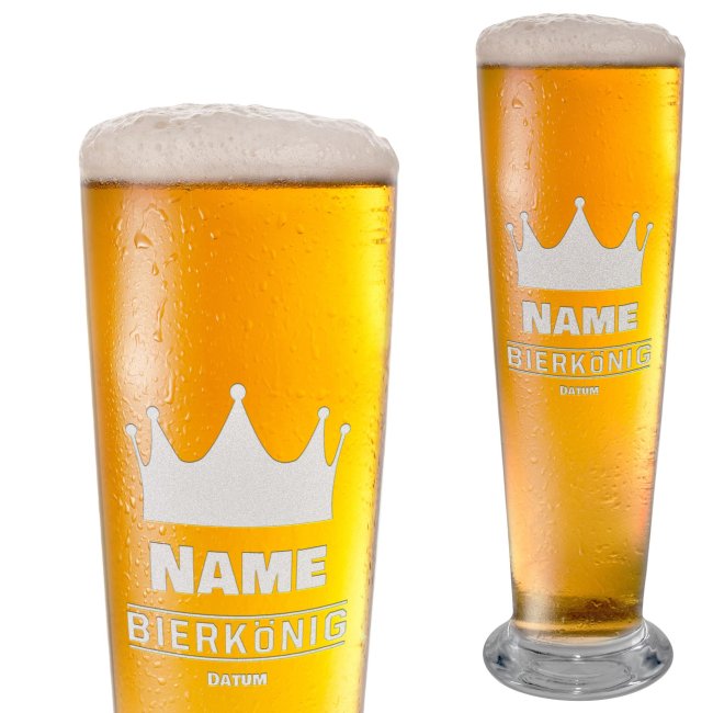 Graviertes Bierglas mit Name - Bierk&ouml;nig