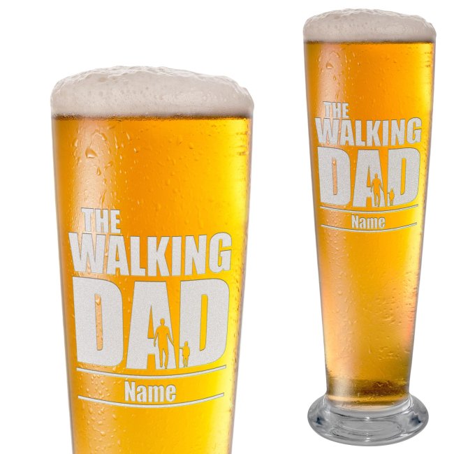 Graviertes Bierglas mit Name - The Walking Dad