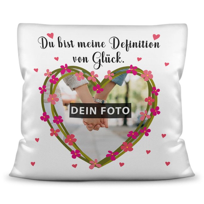 Collagen Kissen f&uuml;r Paare mit Spruch - Definition Gl&uuml;ck