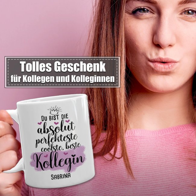 Tasse mit Name f&uuml;r die beste Kollegin - Wei&szlig;