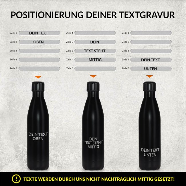 Edelstahl-Trinkflasche gravieren- schwarz matt - 750 ml