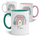 Tasse mit Name - Regenbogen Rosen