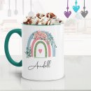 Tasse mit Name - Regenbogen Rosen