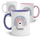 Tasse mit Name - Regenbogen hellblau/Rosa