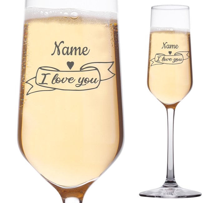 Sektglas mit Namensgravur - I love you