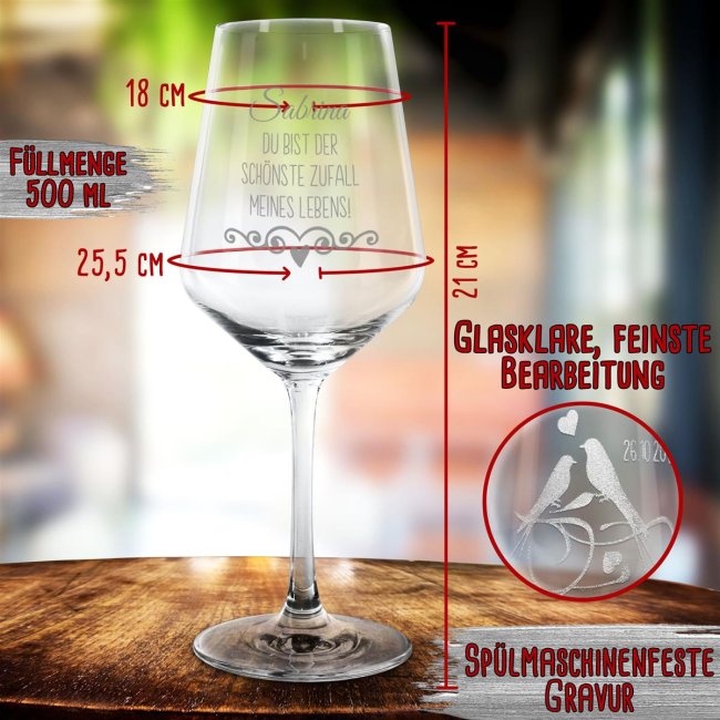 Rotwein Glas - Zufall meines Lebens - mit Name