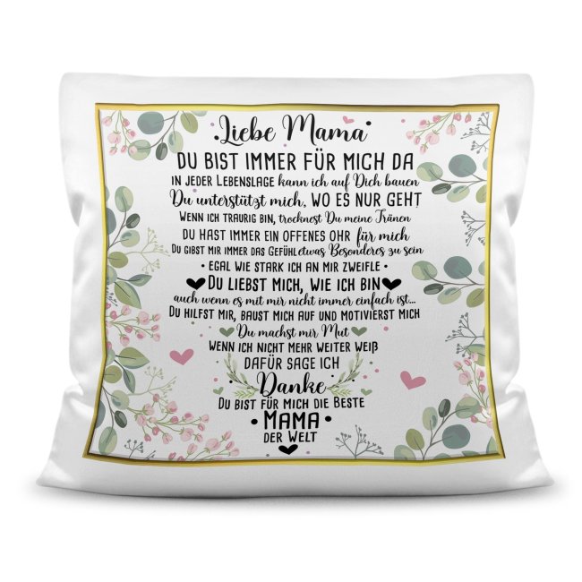 Kissen mit Spruch f&uuml;r Mama - Danke Mama Kissen Polyester Wei&szlig;