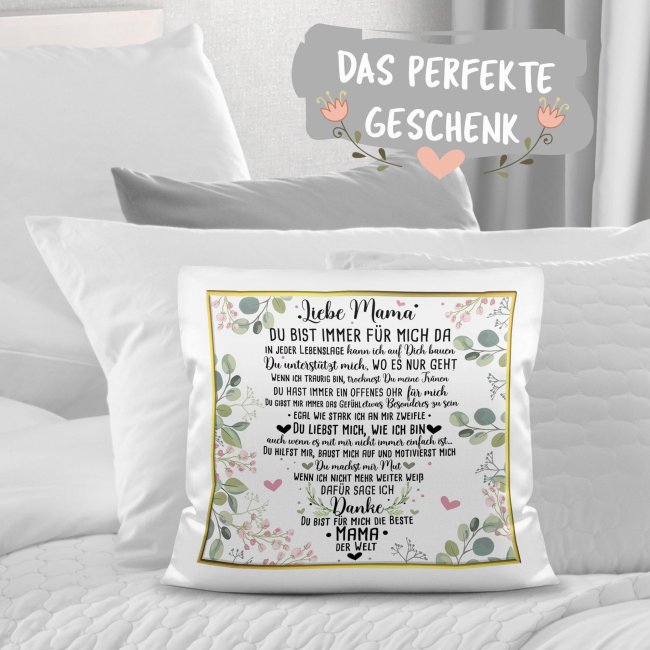 Kissen mit Spruch f&uuml;r Mama - Danke Mama Kissen Polyester Wei&szlig;