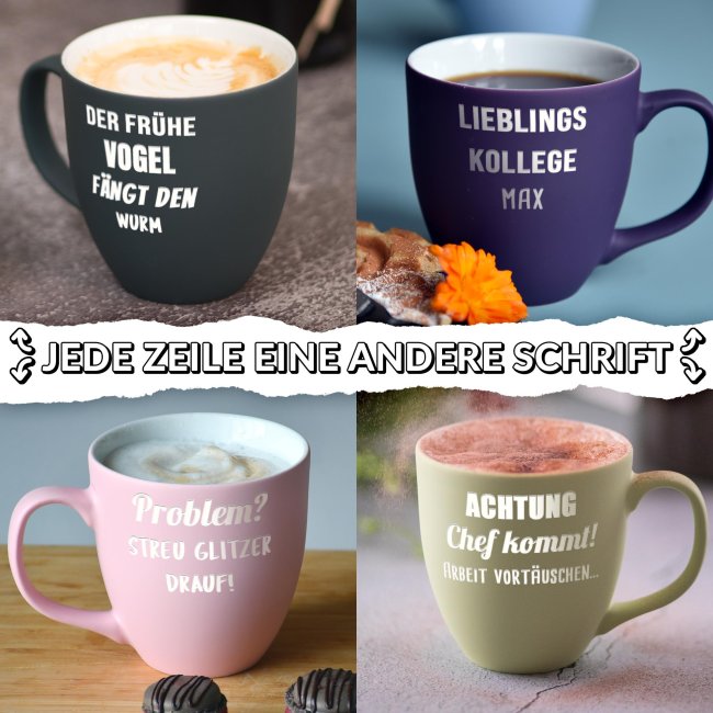 Matte Mahlwerck XXL Jumbotasse aus Porzellan mit Gravur - Mystery Copper