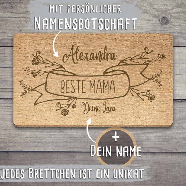 Holzbrettchen mit Gravur f&uuml;r Mama - personalisierbar mit Name