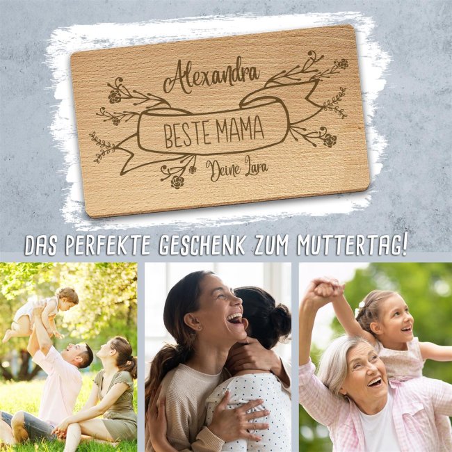 Holzbrettchen mit Gravur f&uuml;r Mama - personalisierbar mit Name