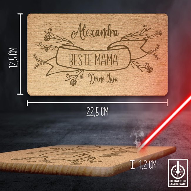 Holzbrettchen mit Gravur f&uuml;r Mama - personalisierbar mit Name