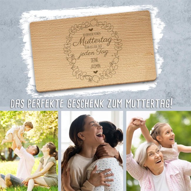 Holzbrettchen mit Gravur - Mama, ich liebe Dich -  personalisierbar mit Name