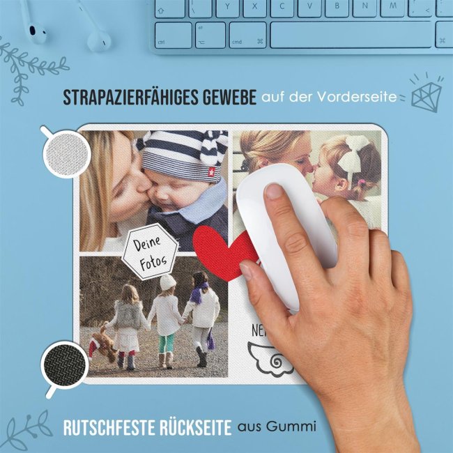 Mousepad f&uuml;r Mama mit Fotos und Spruch - Engel ohne Fl&uuml;gel