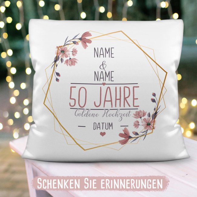 Hochzeitstag Kissen - Goldene Hochzeit - mit Name &amp; Datum