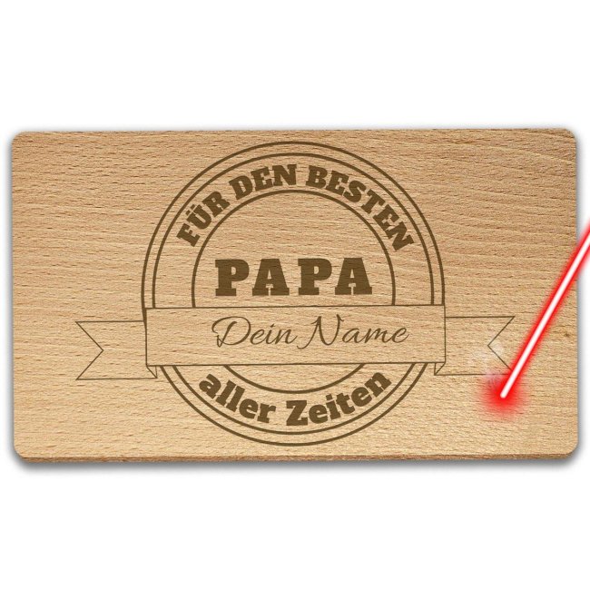 Holzbrettchen mit Gravur - Bester Papa - personalisierbar mit Name