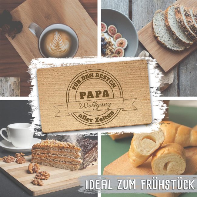 Holzbrettchen mit Gravur - Bester Papa - personalisierbar mit Name