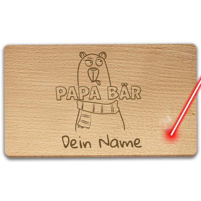 Holzbrettchen mit Gravur - Papa B&auml;r - personalisierbar mit Name