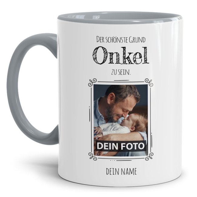 Fototasse f&uuml;r den Onkel - Der sch&ouml;nste Grund Onkel zu sein - Grau