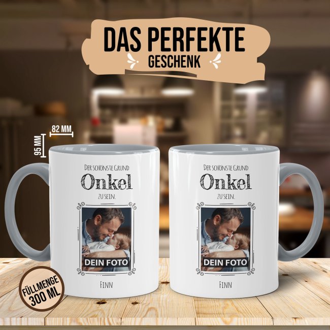 Fototasse f&uuml;r den Onkel - Der sch&ouml;nste Grund Onkel zu sein - Grau