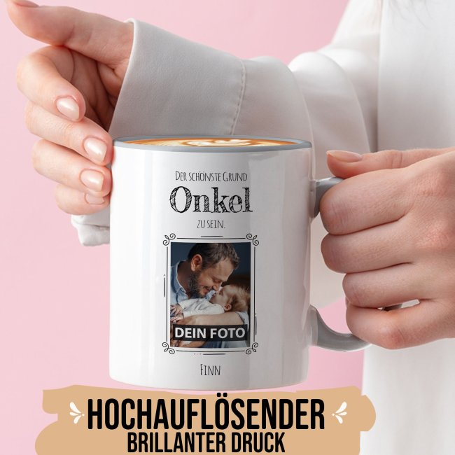 Fototasse f&uuml;r den Onkel - Der sch&ouml;nste Grund Onkel zu sein - Grau