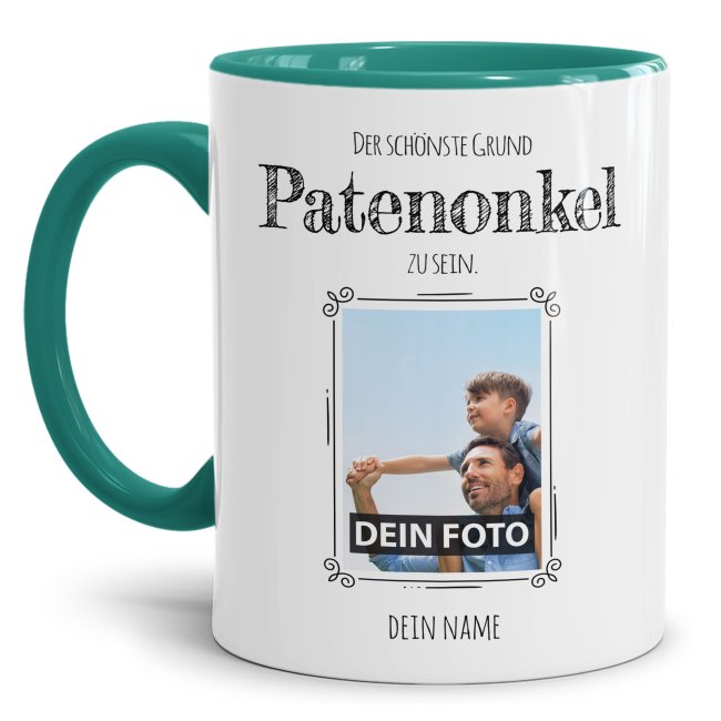 Fototasse f&uuml;r den Patenonkel - Der sch&ouml;nste Grund Patenonkel zu sein - T&uuml;rkis