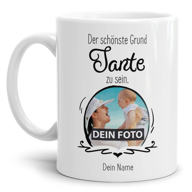 Fototasse f&uuml;r die Tante - Der sch&ouml;nste Grund Tante zu sein - Wei&szlig;