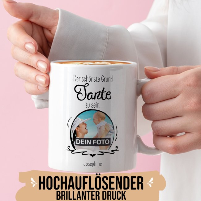 Fototasse f&uuml;r die Tante - Der sch&ouml;nste Grund Tante zu sein - Wei&szlig;