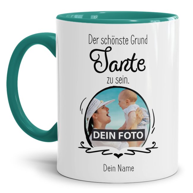 Fototasse f&uuml;r die Tante - Der sch&ouml;nste Grund Tante zu sein - T&uuml;rkis