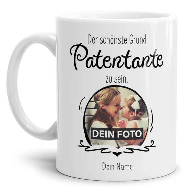 Fototasse f&uuml;r die Patentante - Der sch&ouml;nste Grund Patentante zu sein - Wei&szlig;