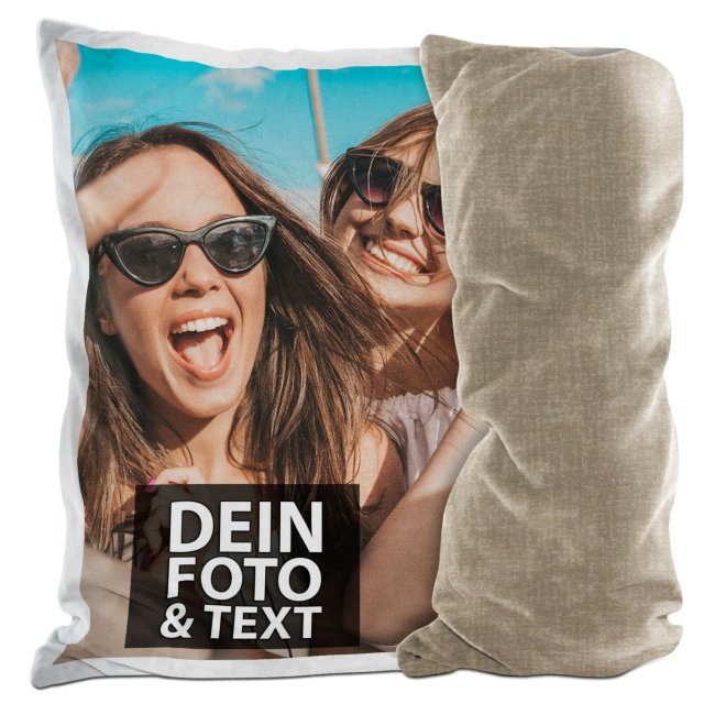 Fotokissen - R&uuml;ckseite Beige gemustert - ohne F&uuml;llung