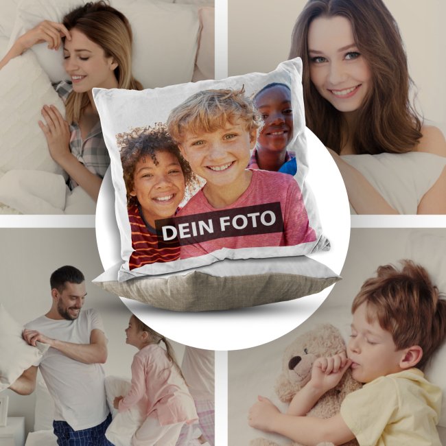 Fotokissen - R&uuml;ckseite Beige gemustert - ohne F&uuml;llung