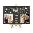 Schiefersteinplatte mit Fotos - Unsere Hochzeit - 20 x 30 cm