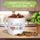 Pott-Tasse - weltliebste Cousine - Innen Rot