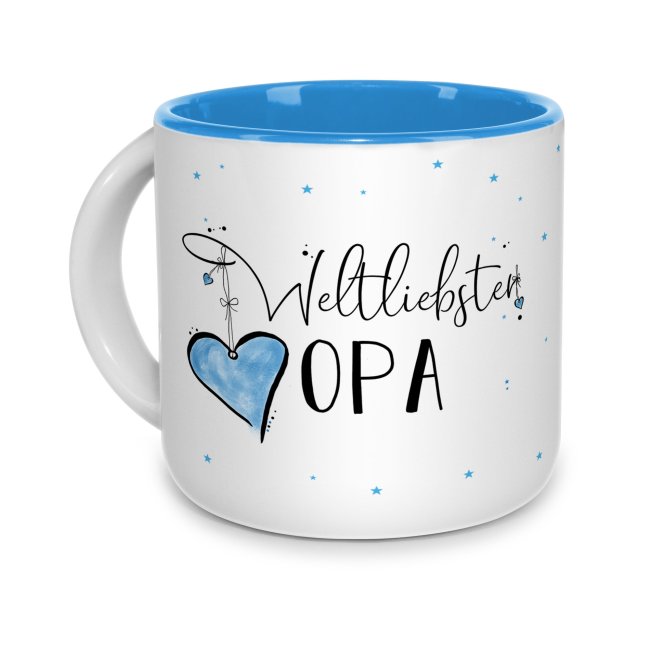 Pott-Tasse - weltliebster Opa - Innen Hellblau