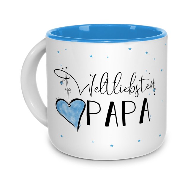 Pott-Tasse - weltliebster Papa - Innen Hellblau