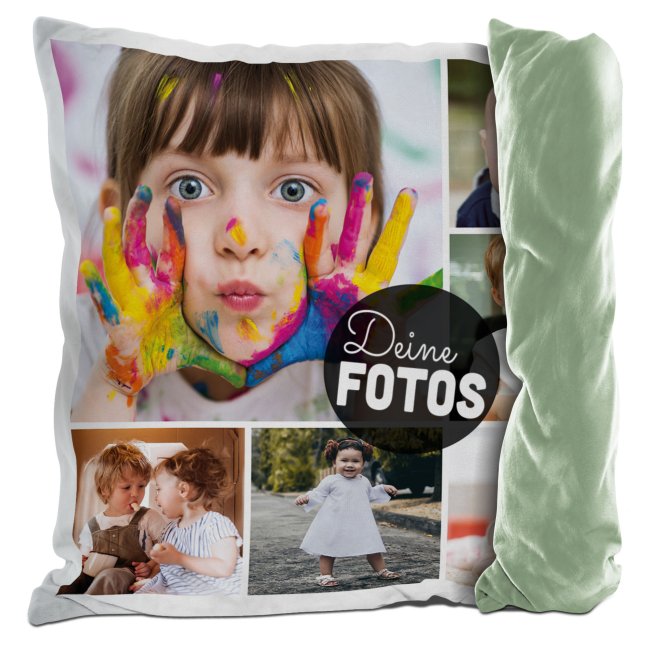 Kissen mit Fotocollage - farbige R&uuml;ckseite - f&uuml;r 4 bis 13 Fotos