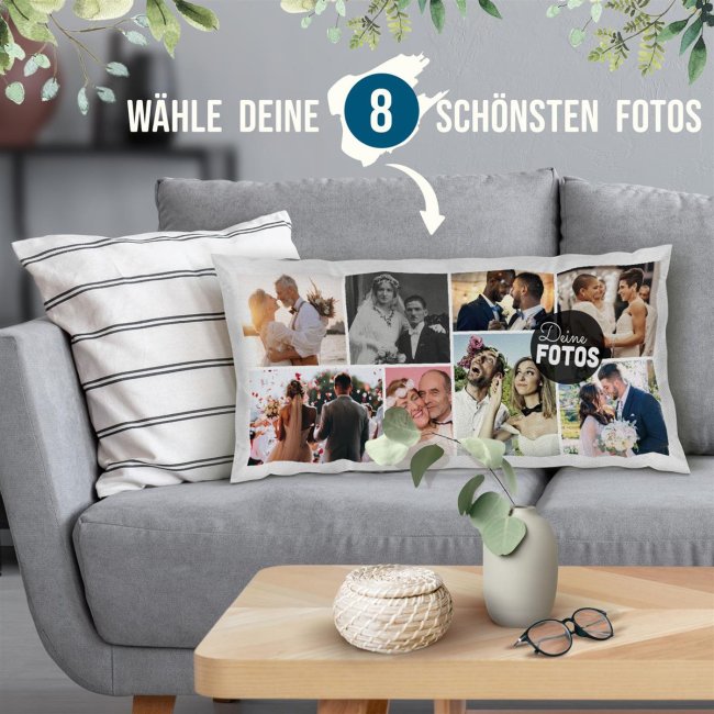 XXL Kissen mit Fotocollage f&uuml;r 8 Fotos - Wei&szlig;