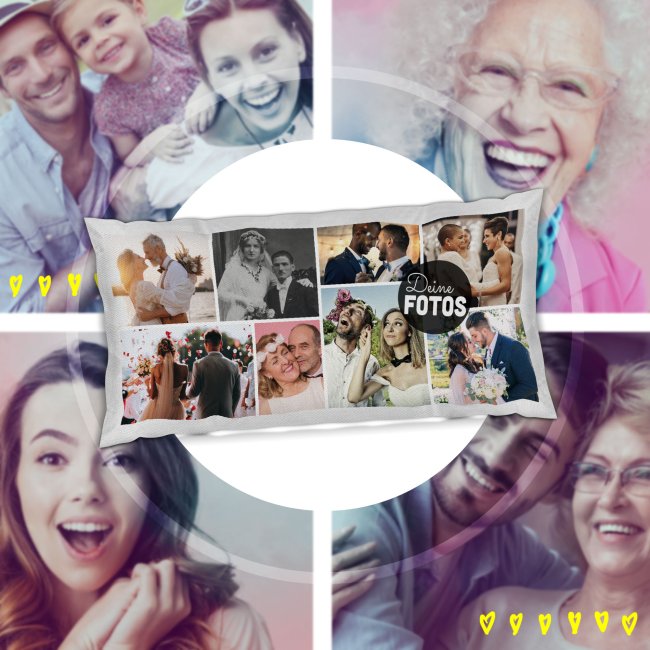 XXL Kissen mit Fotocollage f&uuml;r 8 Fotos - Wei&szlig;