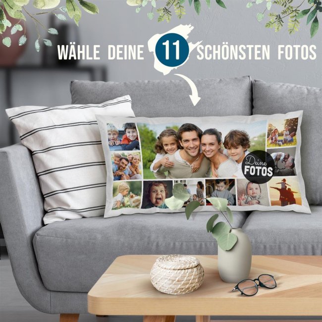 XXL Kissen mit Fotocollage f&uuml;r 11 Fotos - Wei&szlig;