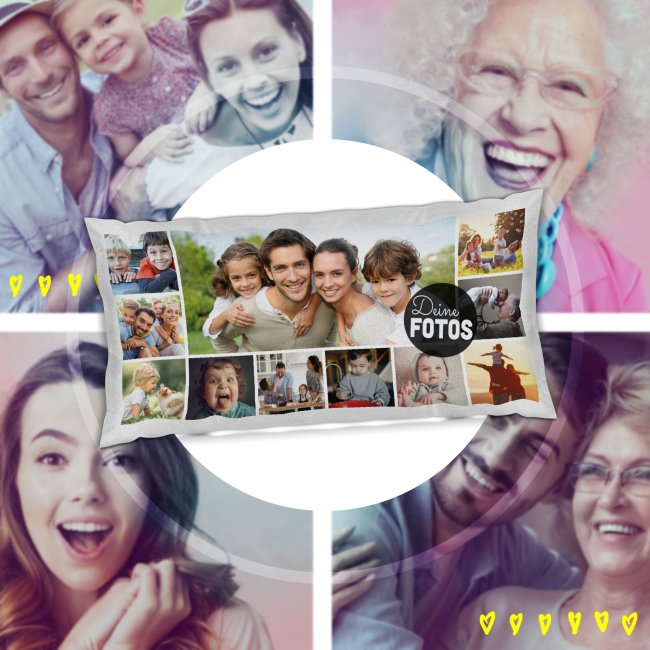 XXL Kissen mit Fotocollage f&uuml;r 11 Fotos - Wei&szlig;