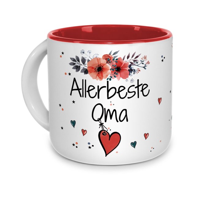 Pott-Tasse - Allerbeste Oma - Innen Rot