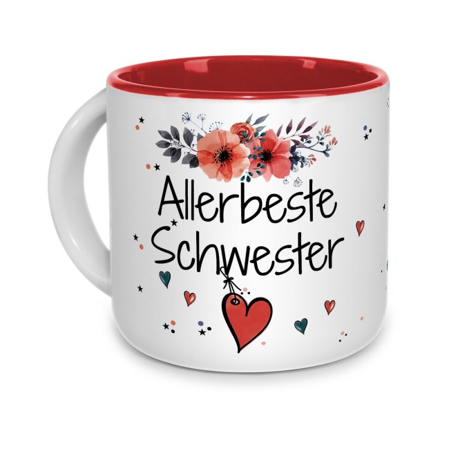 Pott-Tasse - Allerbeste Schwester - Innen Rot