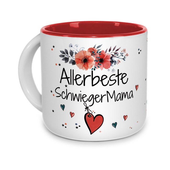 Pott-Tasse - Allerbeste Schwiegermama - Innen Rot