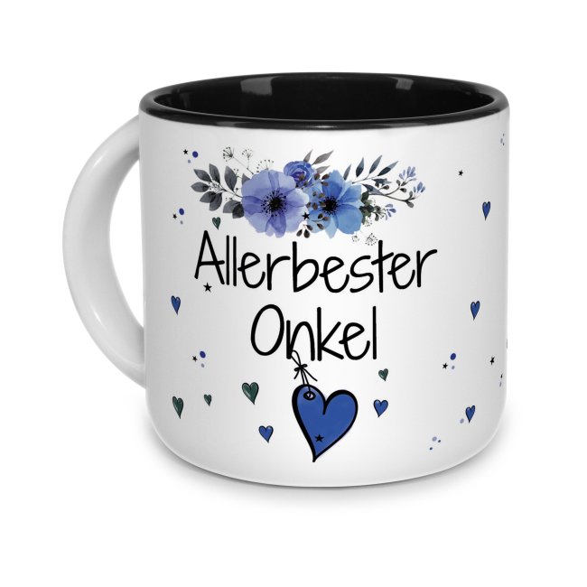 Pott-Tasse - Allerbester Onkel - Innen Schwarz